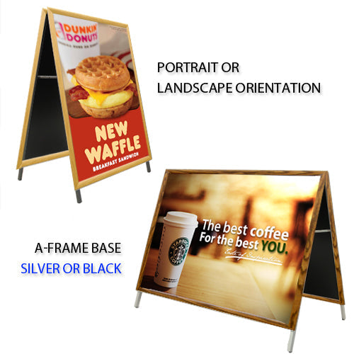 22x34 Wooden A-Frame Sign Holder with 1 1/4