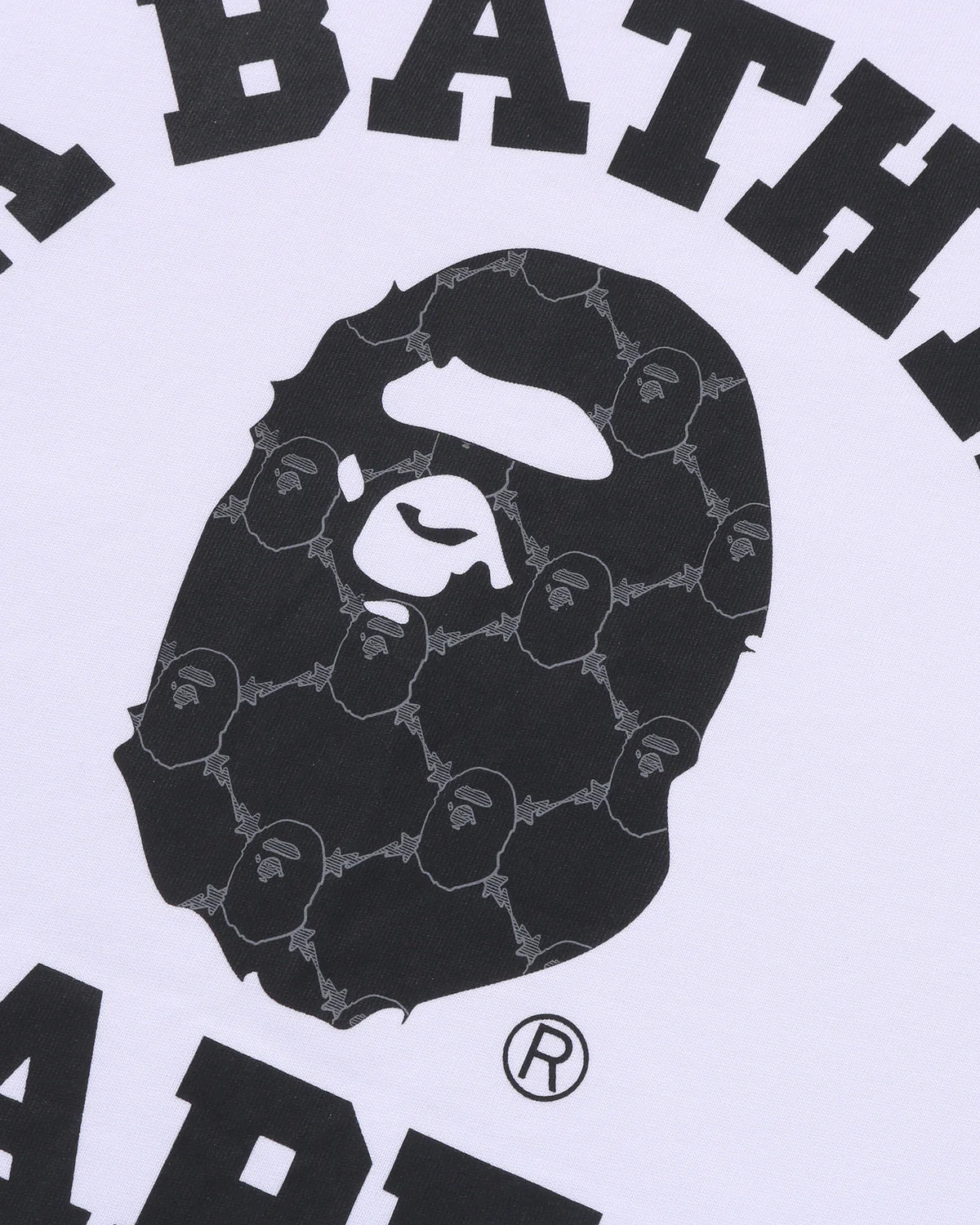 Bape College Monogram Tee - White & Black Graphic T-Shirt | Streetwear Fashion for Men | Casual Wear & Urban Style Outfits