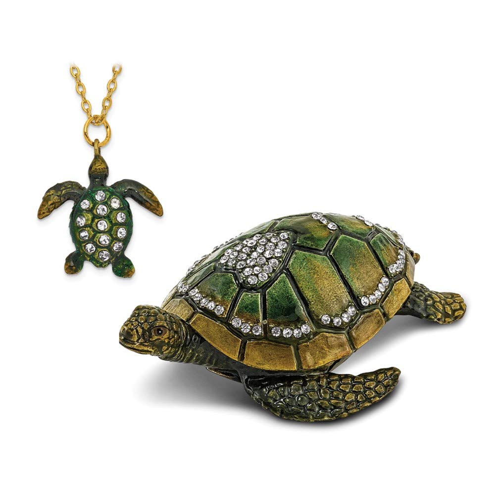 Sonia Jewels Sweetheart Green Sea Turtle Heart Trinket Box 4