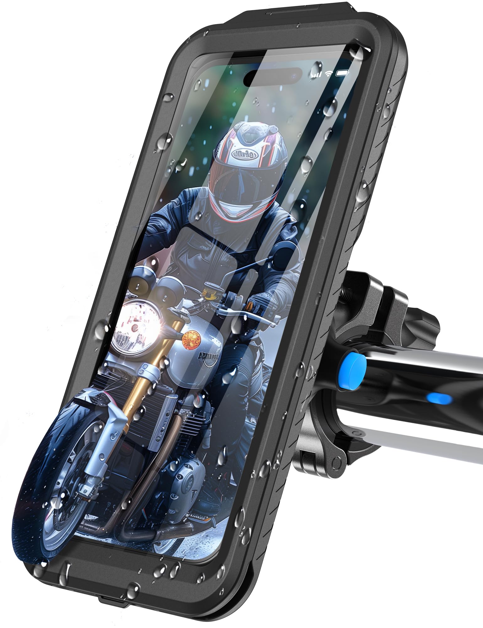 Waterproof Anti-Vibration Bike Phone Mount for iPhone 15 14 13 12 11 Pro Max/Plus & Samsung Galaxy S24 S23 Ultra - Shockproof Touchscreen Handlebar Smartphone Holder for Cycling, Scooter & Motorcycle Riding