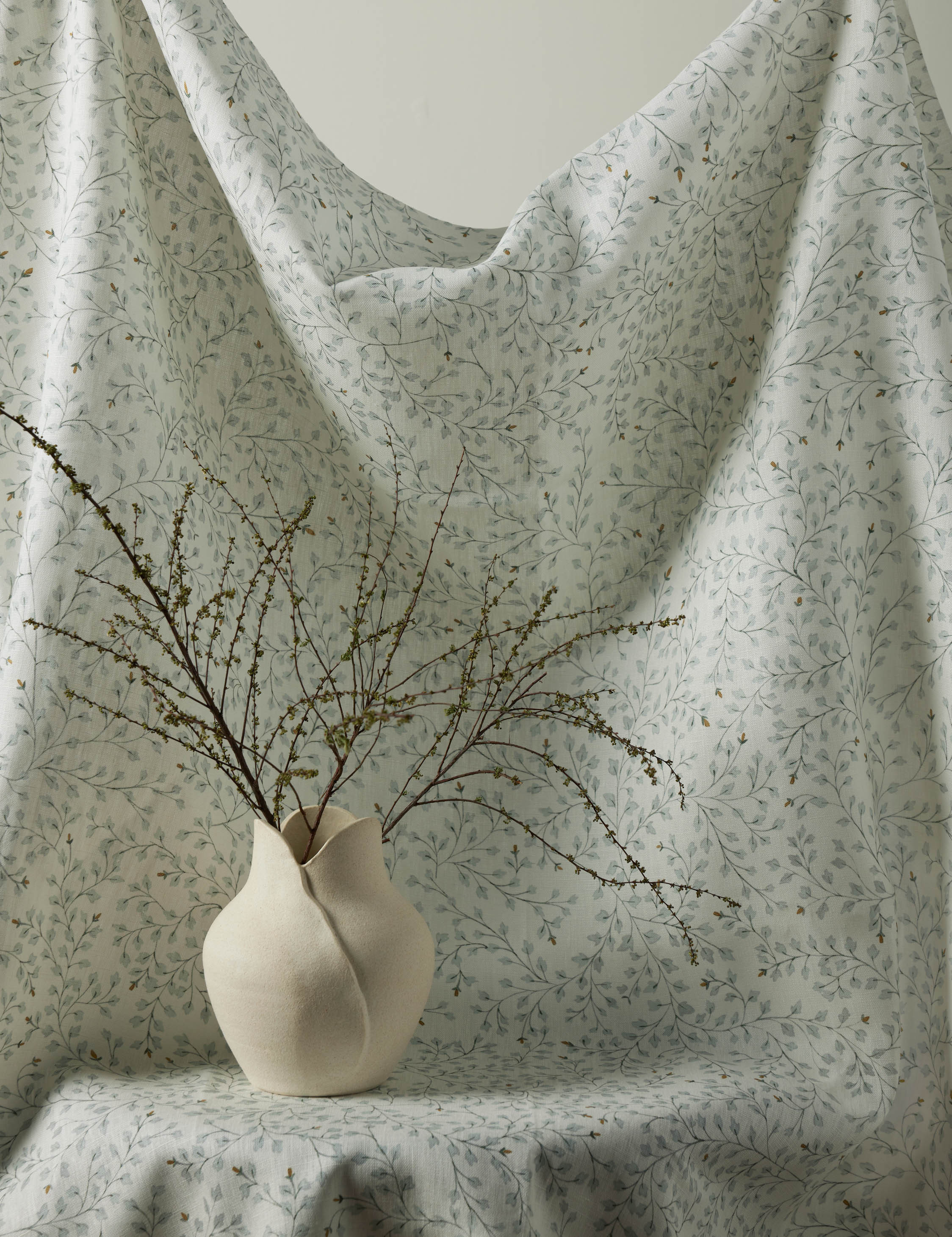 Rylee + Cru Dainty Leaves Linen Fabric - Premium Soft Textile for Home Decor, DIY Crafts & Fashion Sewing Projects