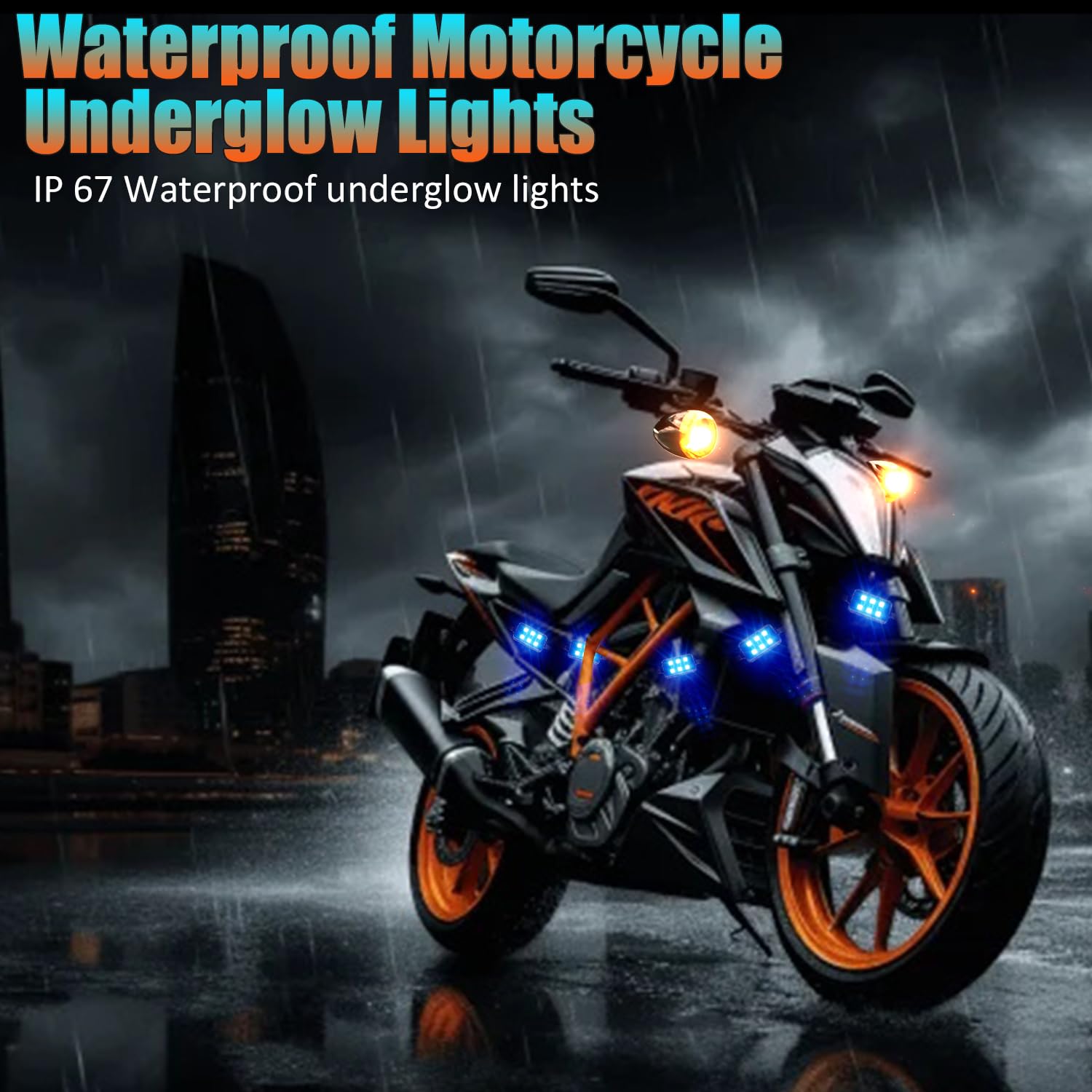 SUNPIE Motorcycle RGB LED Underglow Kit - 12 Pod Neon Light Strip with Smart App Control, 12V DC Power, Waterproof Design for Harley, Kawasaki, Yamaha & All Bikes | Perfect for Night Riding, Car Shows & Custom Bike Lighting