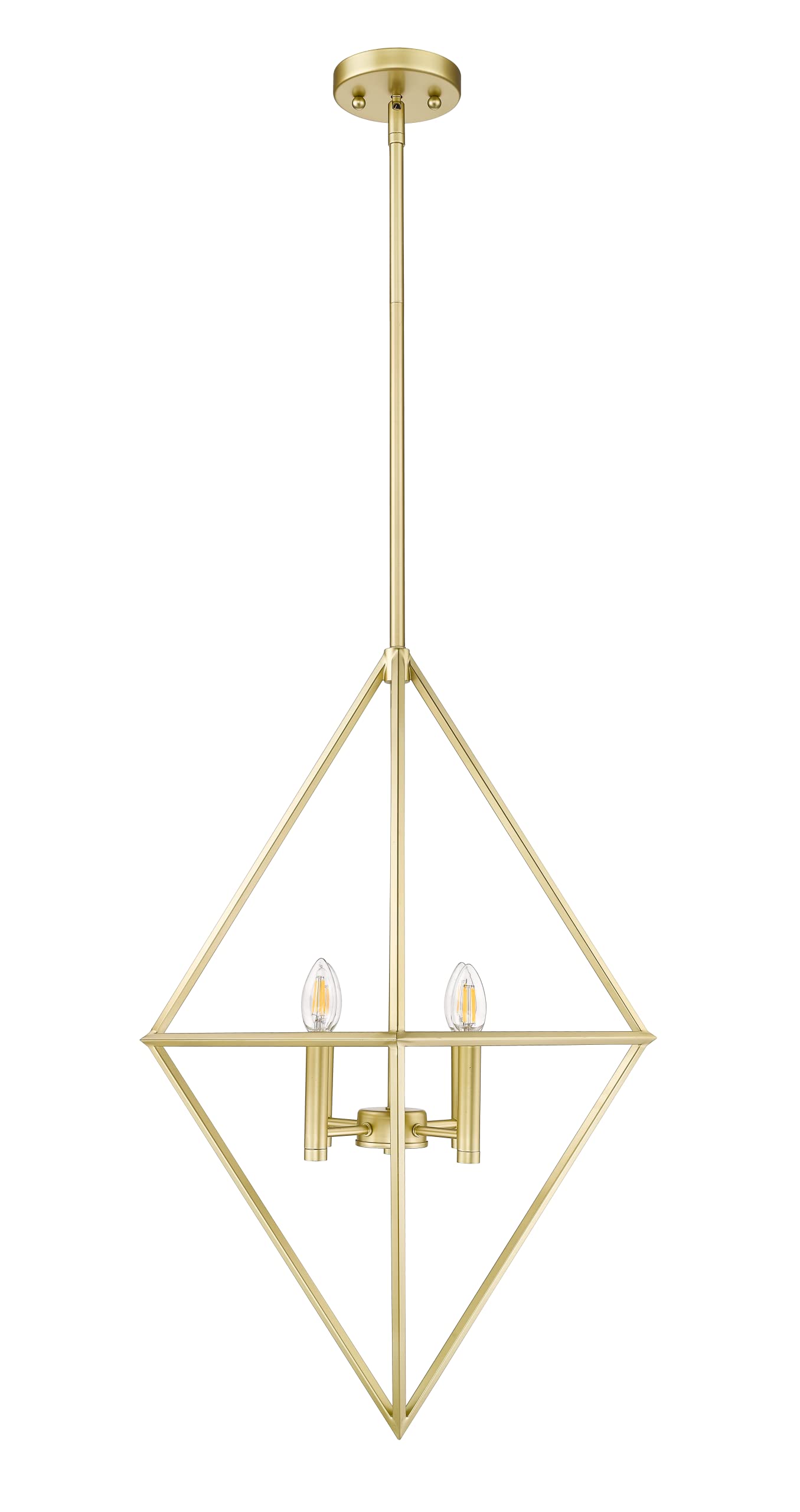 Modern Geometric Triangle Gold Pendant Light - 4-Light Farmhouse Ceiling Fixture for Kitchen Island, Dining Room, Living Room & Bedroom - Perfect for Farmhouse, Industrial & Contemporary Home Decor