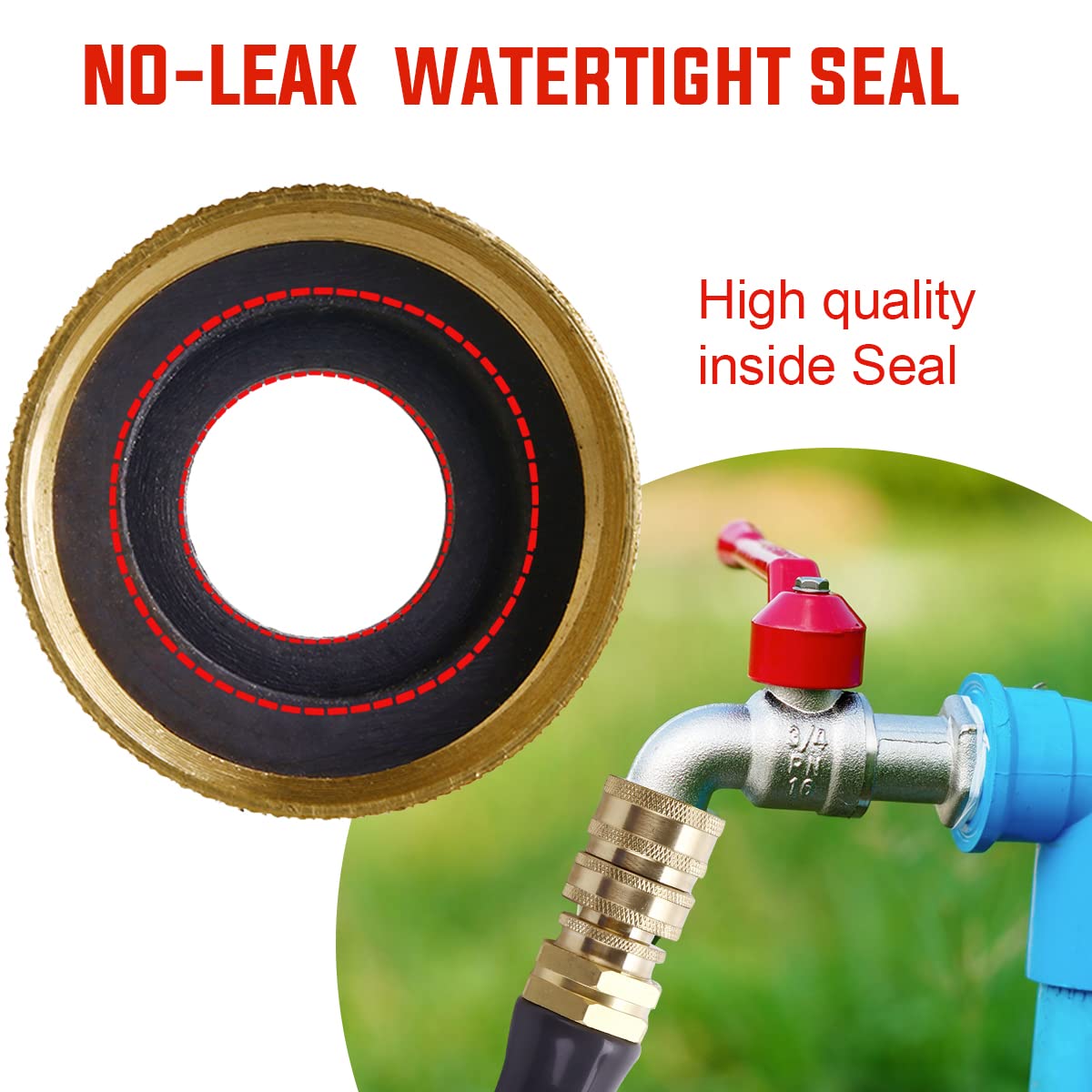 YAMATIC 5/8 Inch x 100 Feet Heavy Duty Garden Hose with Solid Brass Quick Connect Set - Perfect for Watering Lawns, Washing Cars, and Outdoor Cleaning