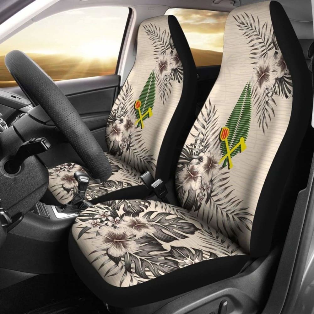 Alo Wallis And Futuna Beige Hibiscus Car Seat Covers - 2-Piece Set | Premium Universal Fit for Cars, SUVs & Trucks | Waterproof & Comfortable for Daily Commute & Road Trips