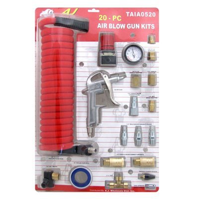 20 Piece Air Compressor Nozzle Kit - Complete Air Compressor Gun Set with 15ft Coil Hose for Automotive, Woodworking & DIY Projects