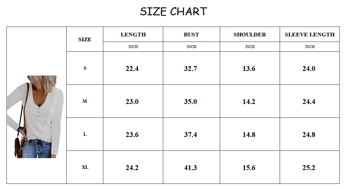 Saodimallsu Women's Long Sleeve Henley Shirt - V Neck Button Down Casual T-Shirt Blouse for Everyday Wear, Work & Weekend Outfits
