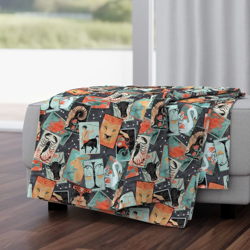 Zodiac Astrology Sun Sign Constellations Stars Animals Print Luxe Velvet Throw Blanket 50