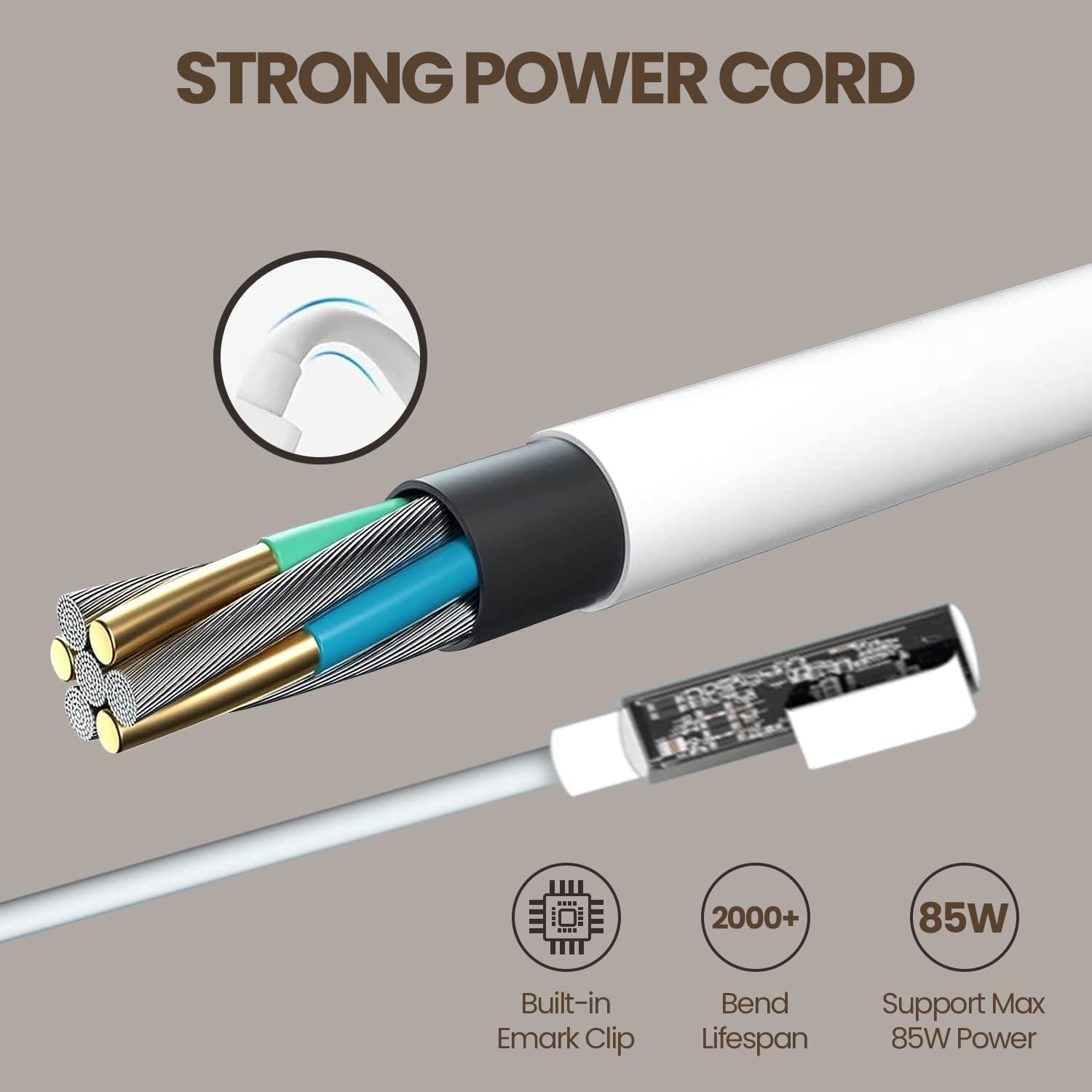 Original MacBook Pro Charger 85W Replacement Power Adapter with L-Tip - Compatible with 15
