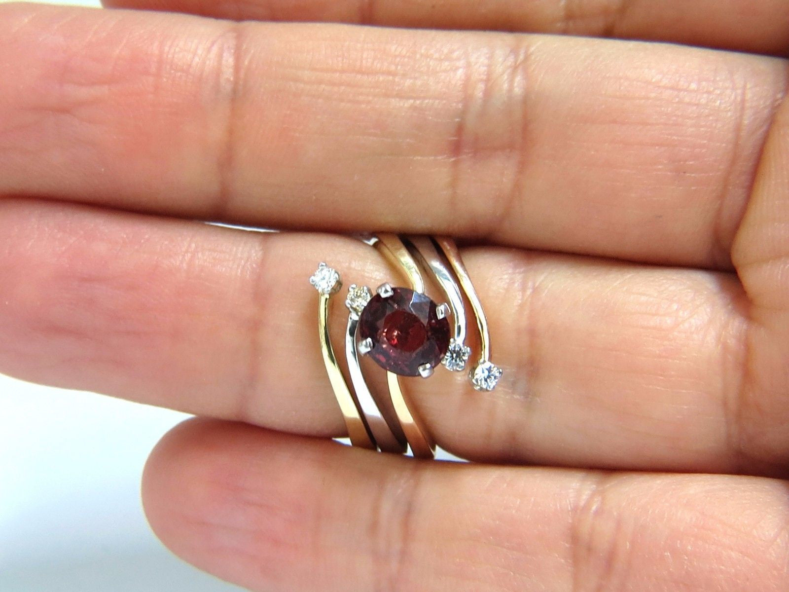 2.00ct Natural Blood Red Orange Spinel Diamond Bypass Ring in 14kt White Gold - Elegant Engagement, Wedding, or Anniversary Gift for Women
