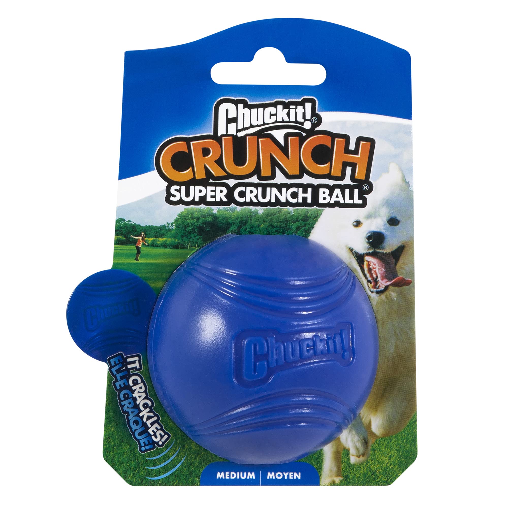 Chuckit! Crunch Ball Medium Dog Toy - Durable Fetch & Chew Toy for All Breed Sizes - Perfect for Outdoor Play, Training & Interactive Fun