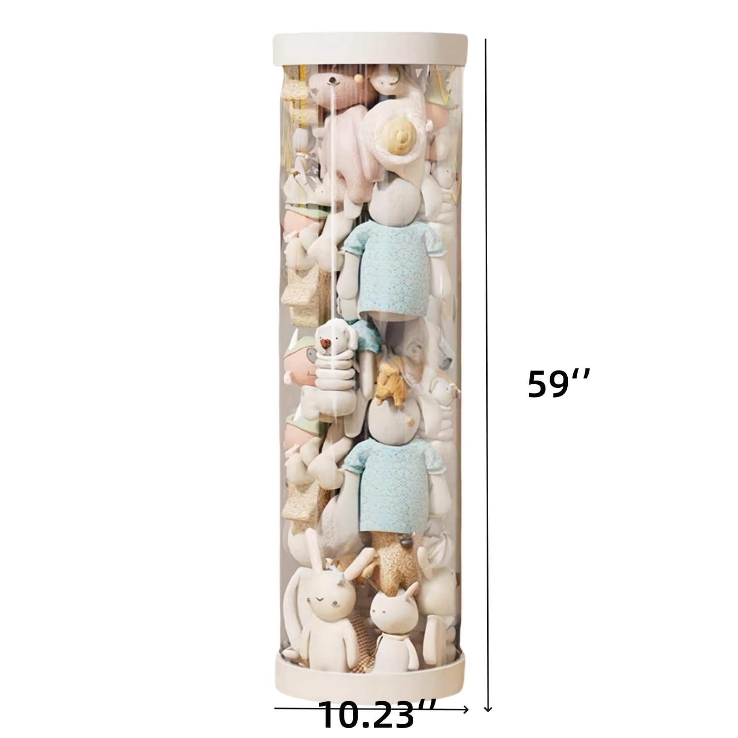 Soft Stuffed Animal Storage Tube - Large Toy Organizer for Kids Room, Stuffed Animal Zoo Keeper (White) | Perfect for Bedroom, Playroom & Nursery Organization