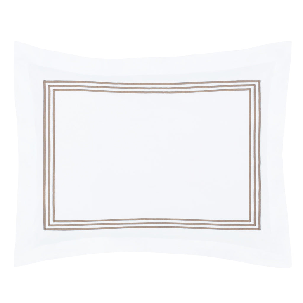 Octavia Taupe Embroidered Percale Sham - Premium Cotton Pillowcase Cover for Bedroom Decor, Home Textile & Luxury Bedding Set - Perfect for Master Bedroom, Guest Room & Hotel Style Makeover