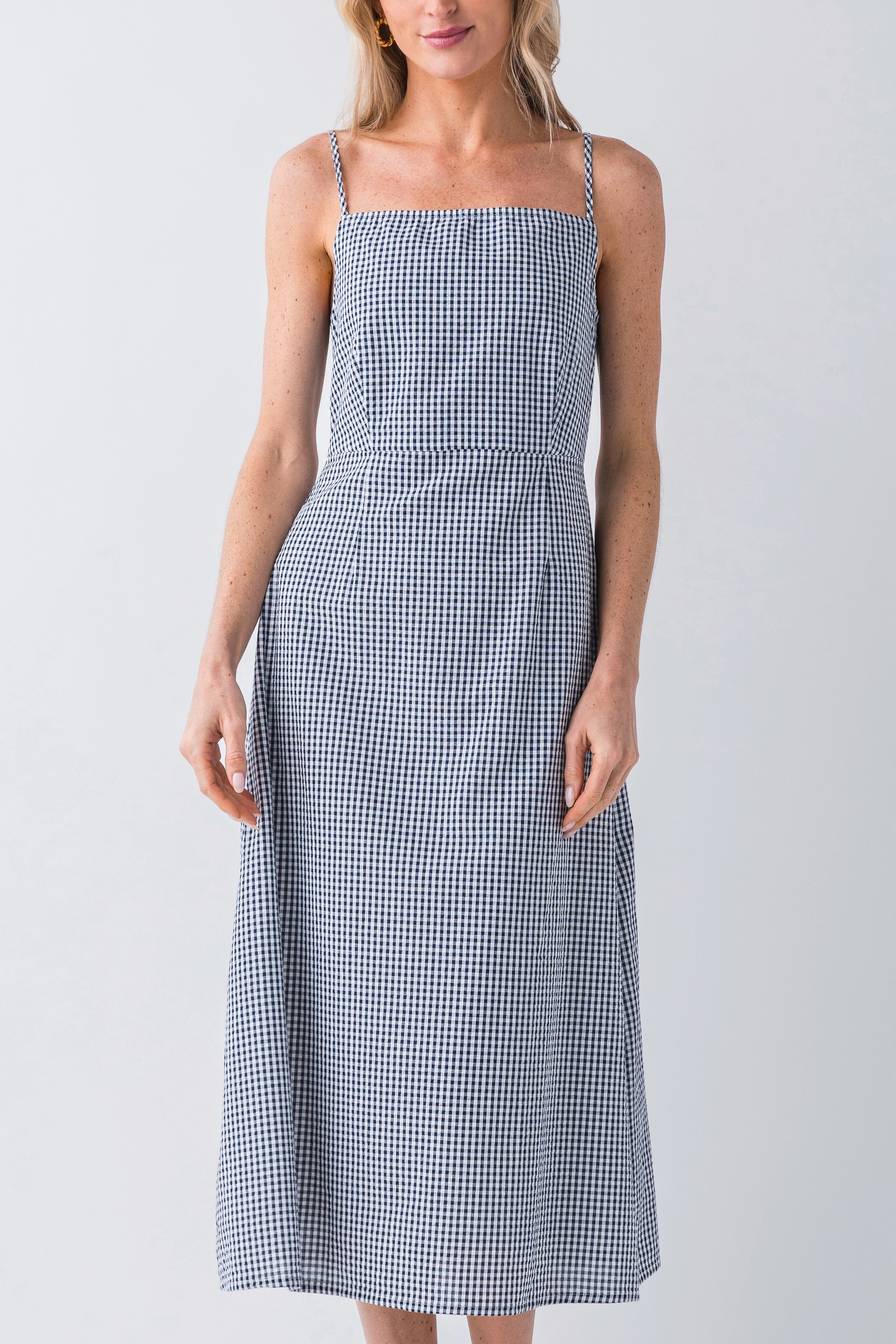 Stylish Mod Ref Gingham Spaghetti Strap Dress for Women - Perfect for Summer Outfits, Beach Vacations & Casual Dates