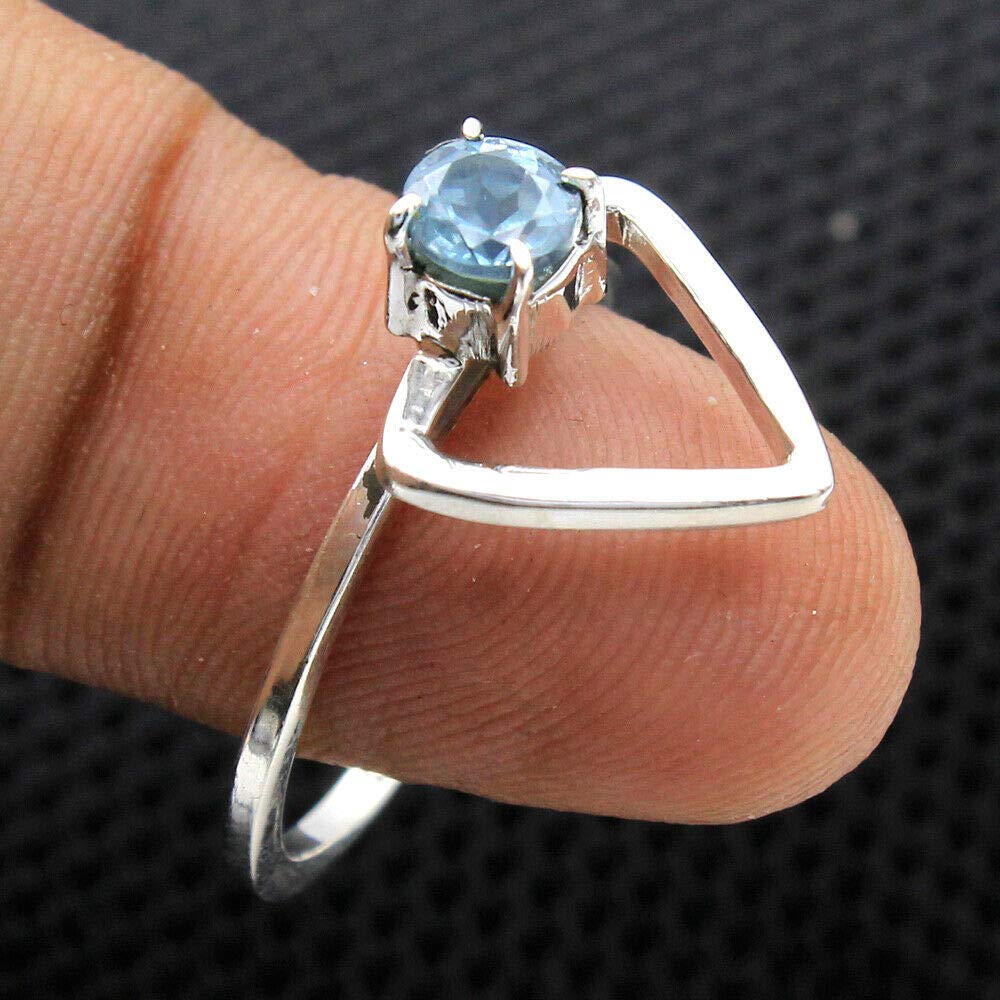 925 Sterling Silver Blue Topaz Rings for Women – Elegant Round & Triangle Gemstone Bridesmaid Rings, Prong Set Handmade Jewelry – Perfect for Weddings, Anniversaries & Special Occasions