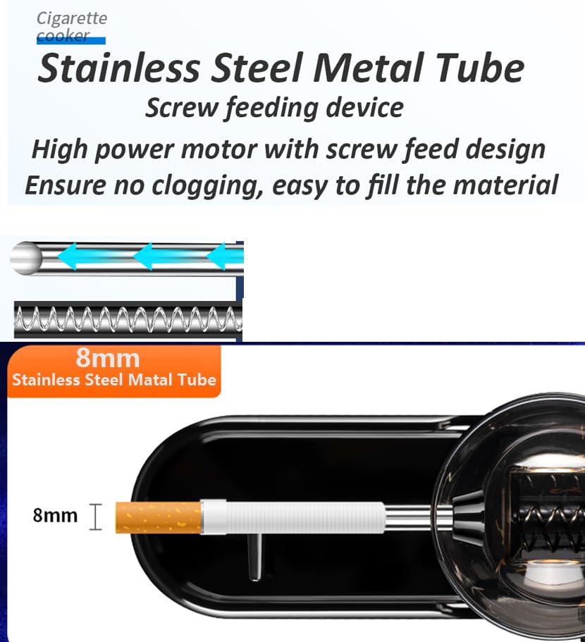 Electric Automatic Cigarette Rolling Machine - King Size 8mm Tube Injector for Tobacco | Portable Roller Maker (Black) | Perfect for Home Use, Travel & DIY Cigarettes