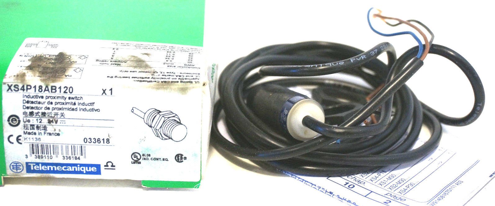 SCHNEIDER ELECTRIC XS4P18AB120 Inductive Proximity Sensor 24V DC 20mA 8mm Detection Range - Perfect for Industrial Automation, Packaging, and CNC Machinery