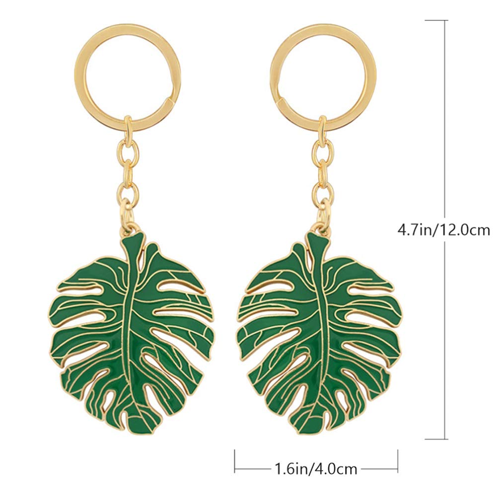 SOIMISS Monstera Leaf Keychain Set of 2 - Tropical Green Metal Keychain Charm for Car Keys, Bags & Purses - Unisex Plant Jewelry for Women & Men - Perfect for Beach Vacation, Boho Decor & Tropical Themed Parties