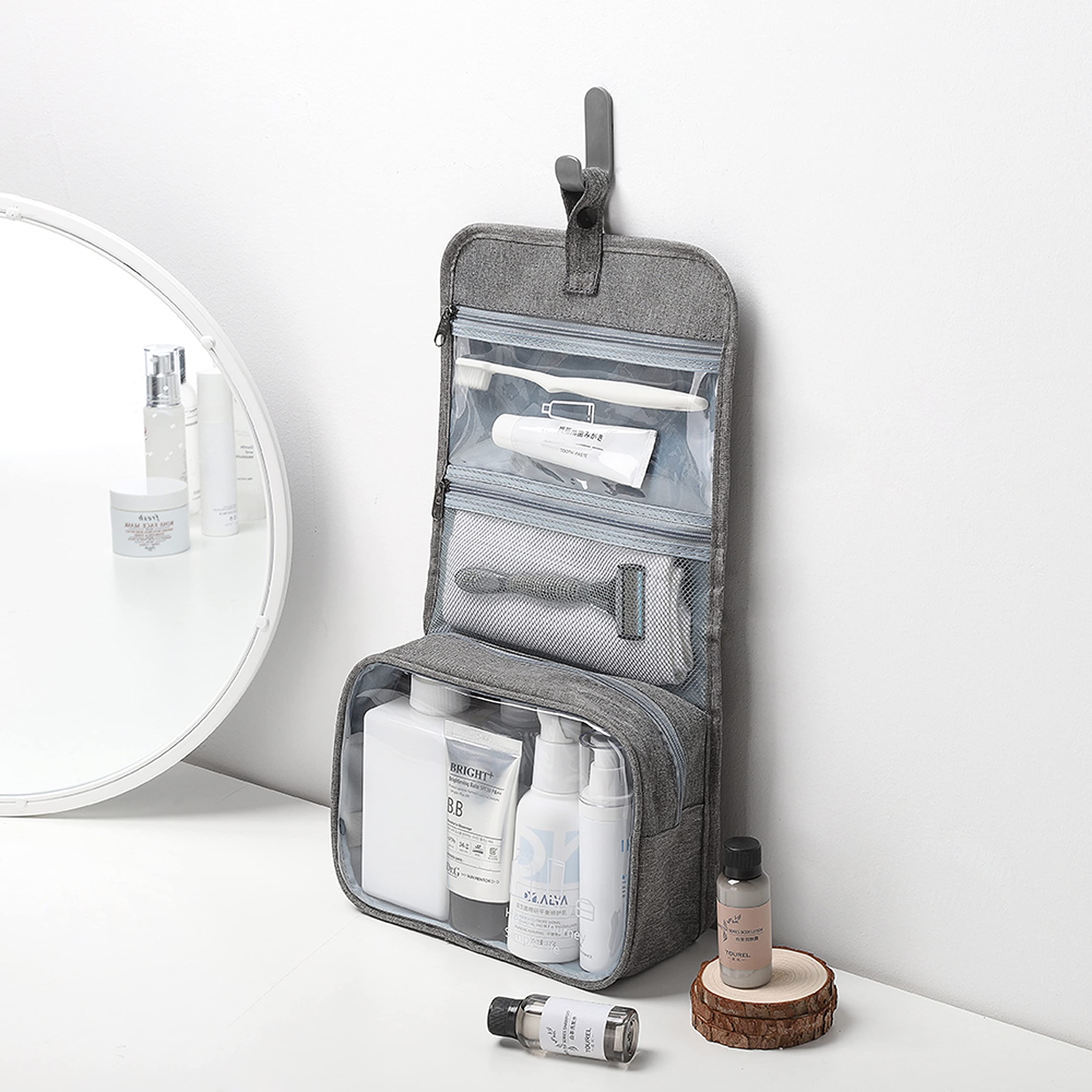 Waterproof Hanging Toiletry Bag for Travel & Bathroom - Cyan