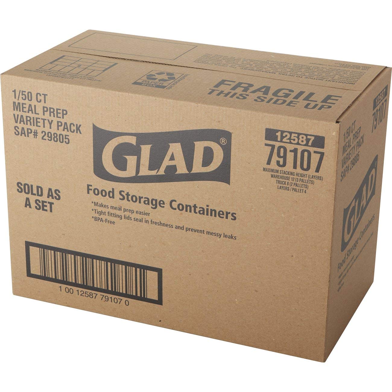 Glad Food Storage Containers - 25-Piece Variety Pack with 50 Lids - Airtight Kitchen Storage for Meal Prep, Leftovers & Organization | BPA-Free Plastic Containers for Refrigerator & Freezer