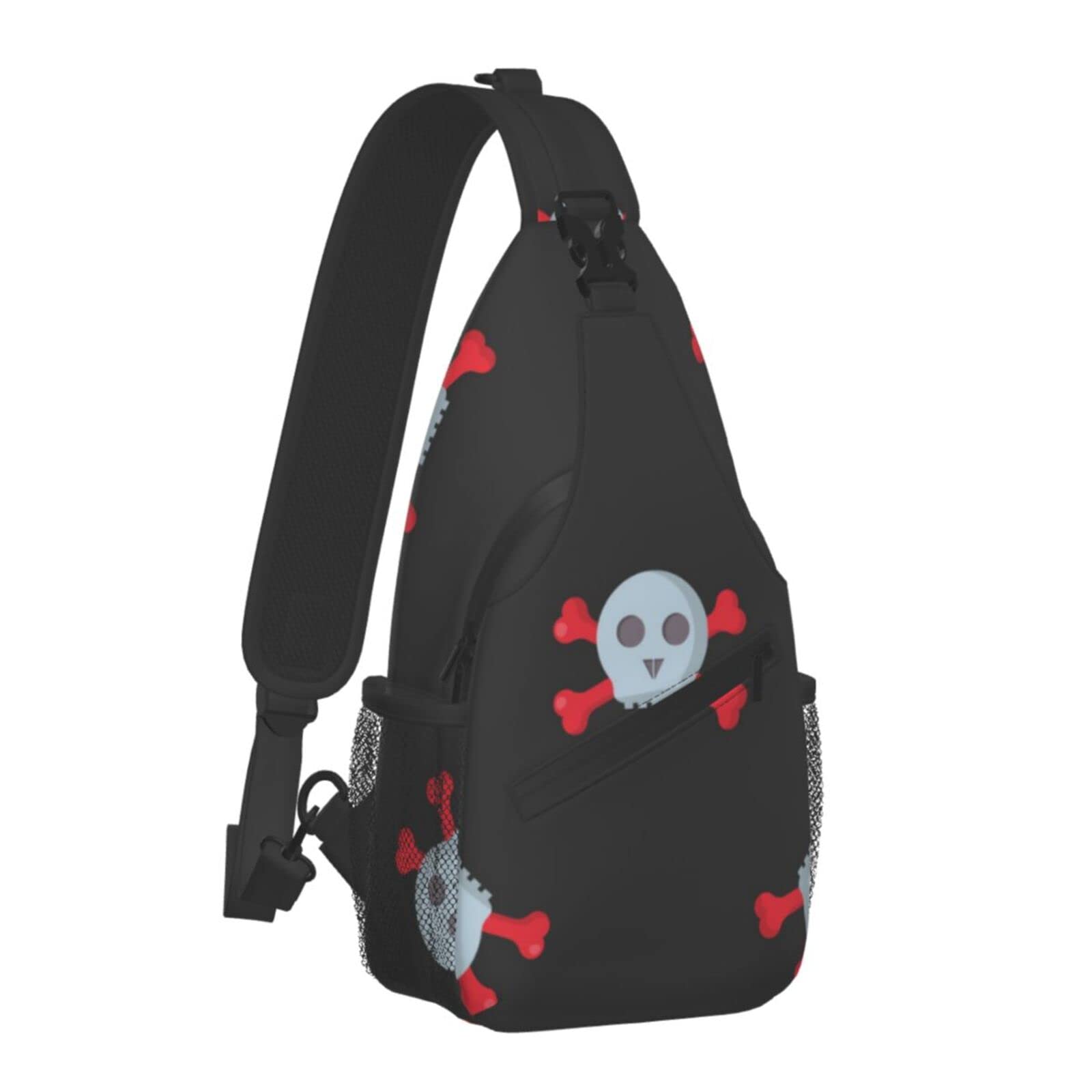 **Sugar Skull Crossbody Sling Backpack - Casual Chest Shoulder Gym Bag for Men & Women - Lightweight Travel Daypack for Hiking, Outdoor & Daily Use**