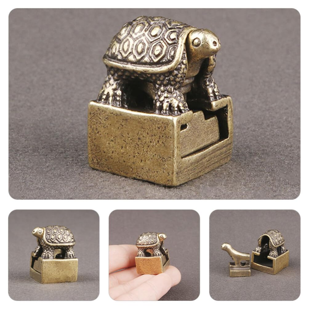 Yardwe Brass Turtle Wax Seal Stamp Set - Mini Turtle Statue for Home Office Desk Decor, Wax Seal Stamp for Invitations, Letters & DIY Crafts