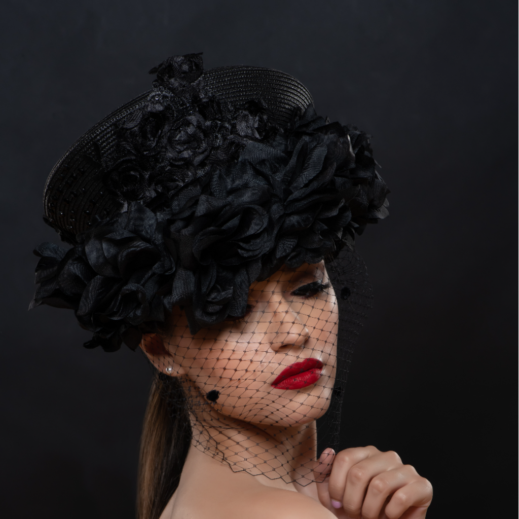 Elegant Beaded Lace Dress Hat with Floral Design for Women - Perfect for Weddings, Tea Parties & Vintage Fashion Events