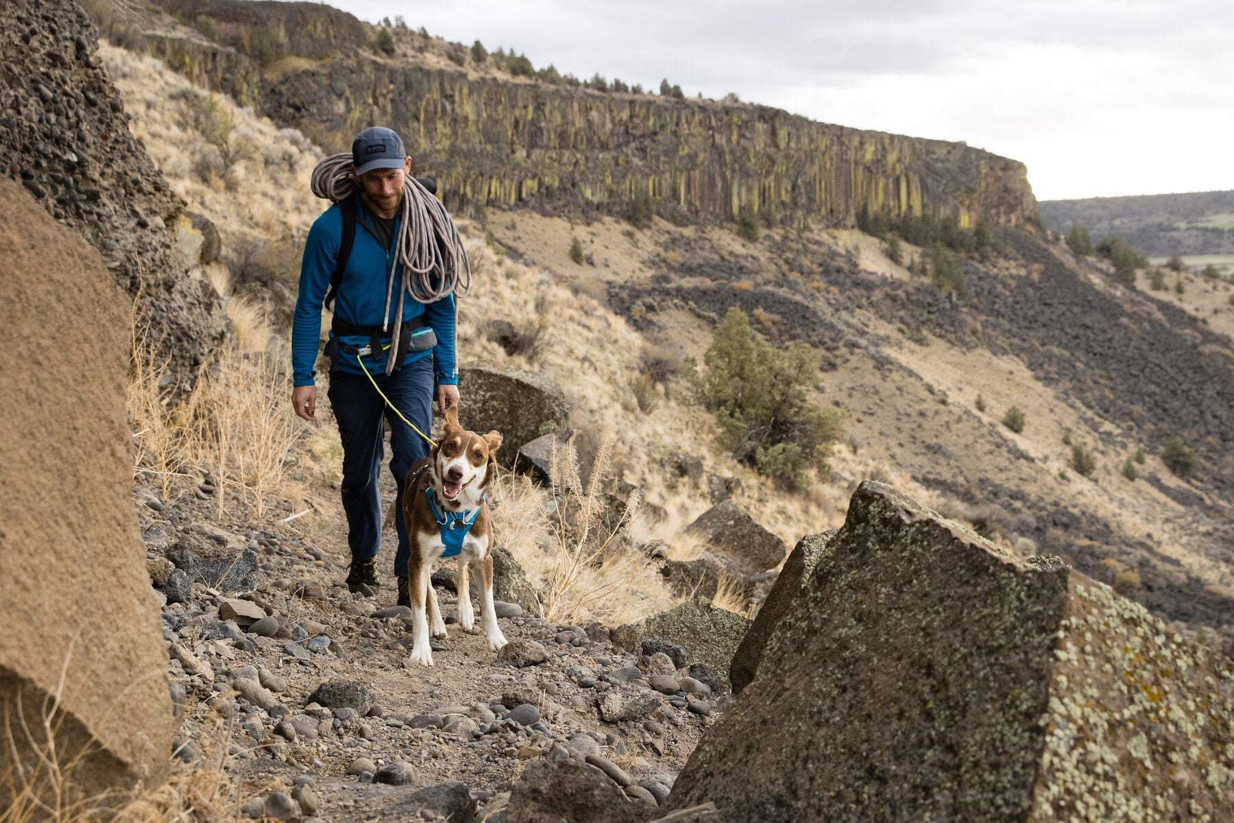 Ruffwear Hitch Hiker Adjustable Long Dog Leash with Locking System - Hands-Free, Slate Blue - Perfect for Hiking, Running & Outdoor Adventures with Your Pet