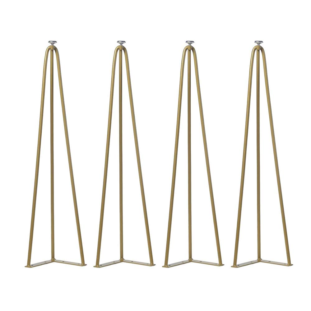 28 Inch Hairpin Legs Set of 4 - Industrial Metal Coffee Table Legs for Mid Century Modern Furniture - Heavy Duty Gold Iron Table Legs for Coffee Tables, End Tables & DIY Furniture Projects - Perfect for Living Room, Office & Home Decor