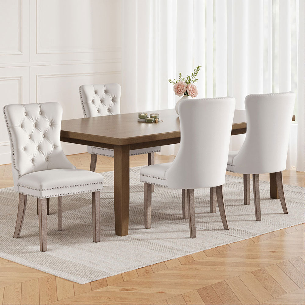 4-Piece Artiss Velvet Dining Chairs Set - Beige Upholstered Kitchen Chairs for Dining Room, Living Room & Home Decor