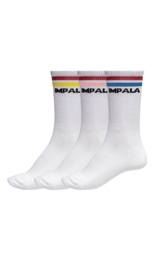 Impala Stripe Socks 3-Pack - Colorful Striped Crew Socks for Men & Women - Soft Comfortable Casual Athletic Socks for Running, Gym, Workout & Everyday Wear