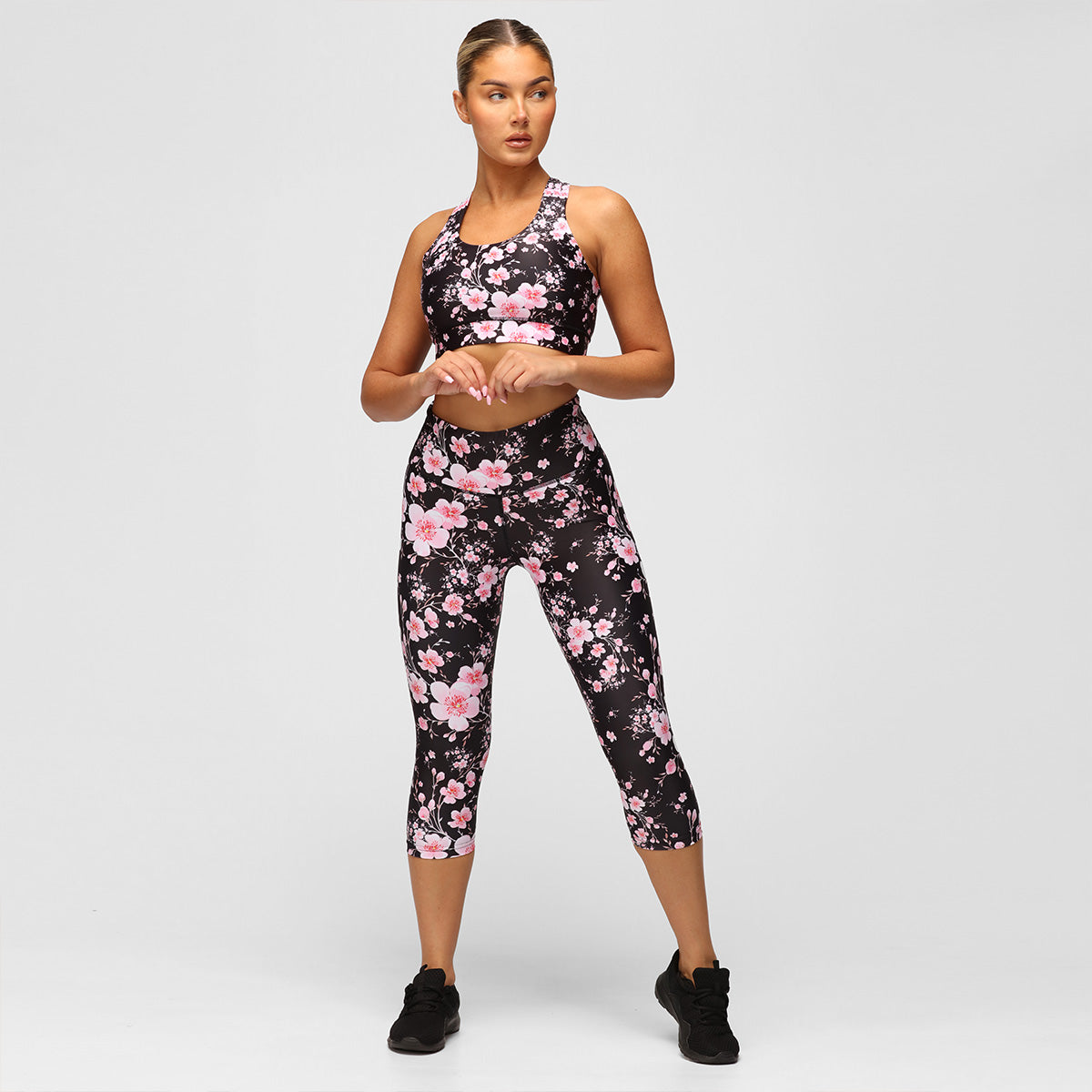 Blossom Noir Capri Pants for Women - High Waisted Floral Print Palazzo Pants - Perfect for Summer, Vacations & Beach Outfits