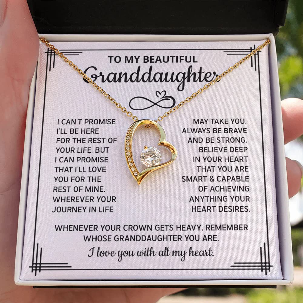 Granddaughter Necklace Gift from Grandpa - Forever Love Jewelry for Birthday, Christmas & Special Occasions - Yellow Gold Pendant in Luxury Gift Box | Perfect for Graduation, Wedding & Family Celebrations