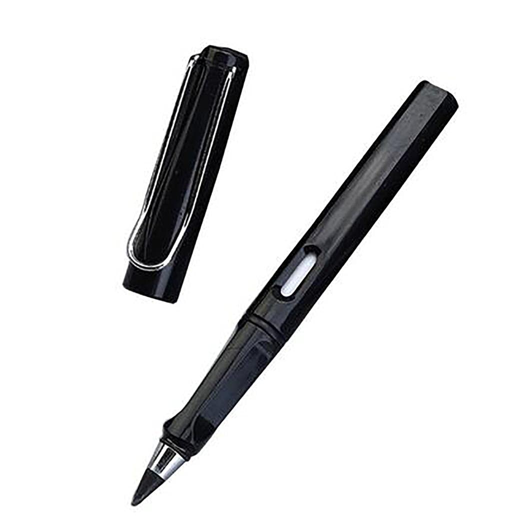 Eternal Inkless Pencil - Reusable & Portable No Ink Writing Tool with Eraser & Replaceable Graphite Core - Professional Drawing Pencil for Artists, Students & Office Work (Black) | Perfect for Sketching, Note-Taking & Everyday Use