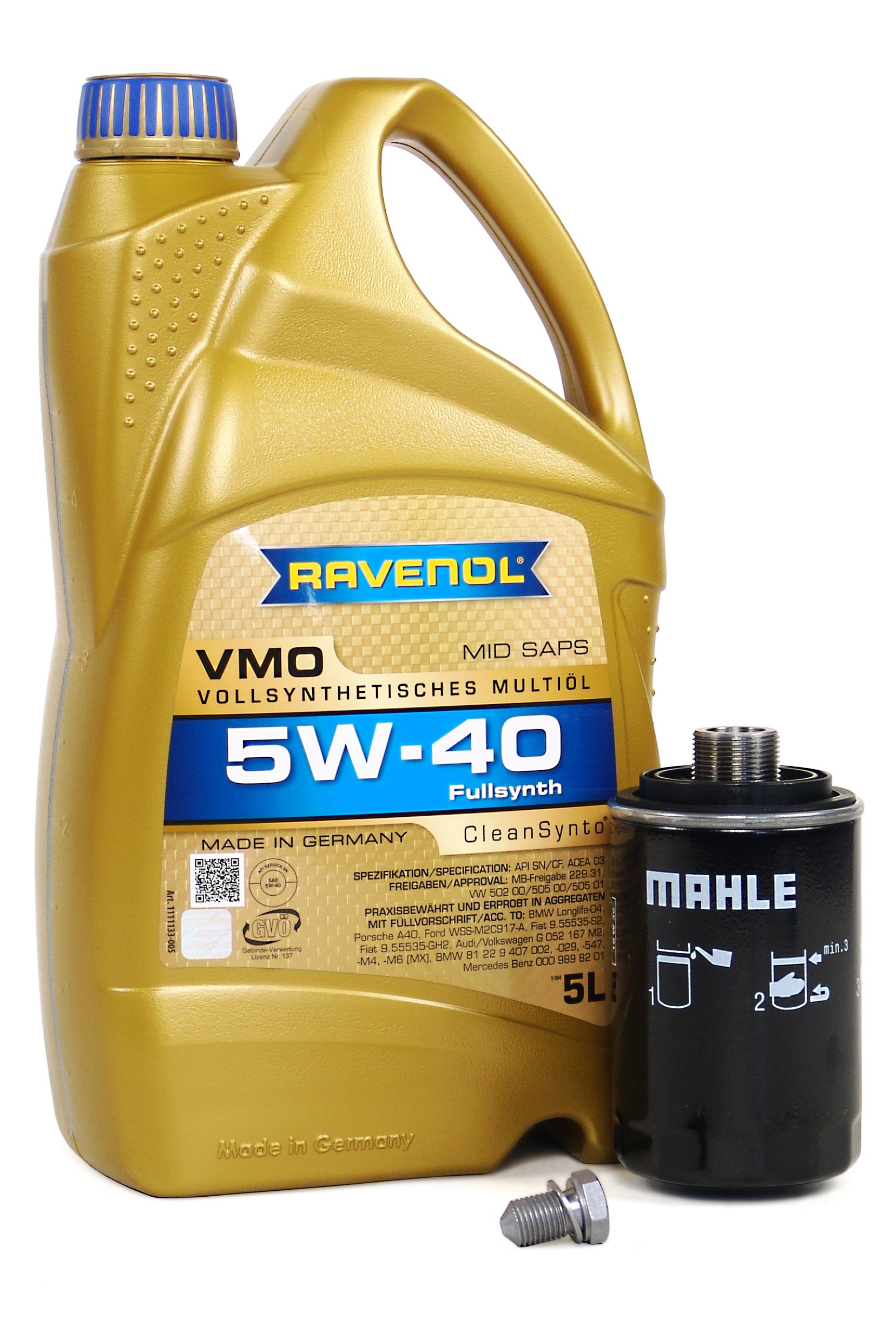 BLAU J1A5088-E Full Synthetic Motor Oil Change Kit - Compatible with 2008-2016 Volkswagen Eos 2.0T 4-Cylinder Engine - 5W40 VW 502 00 Approved - Perfect for DIY Oil Changes & Routine Maintenance