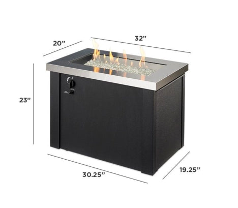 Outdoor Gas Fire Pit Table - The Outdoor Greatroom Company Key Largo Linear Fire Pit for Patio, Backyard, Deck & Poolside Gatherings