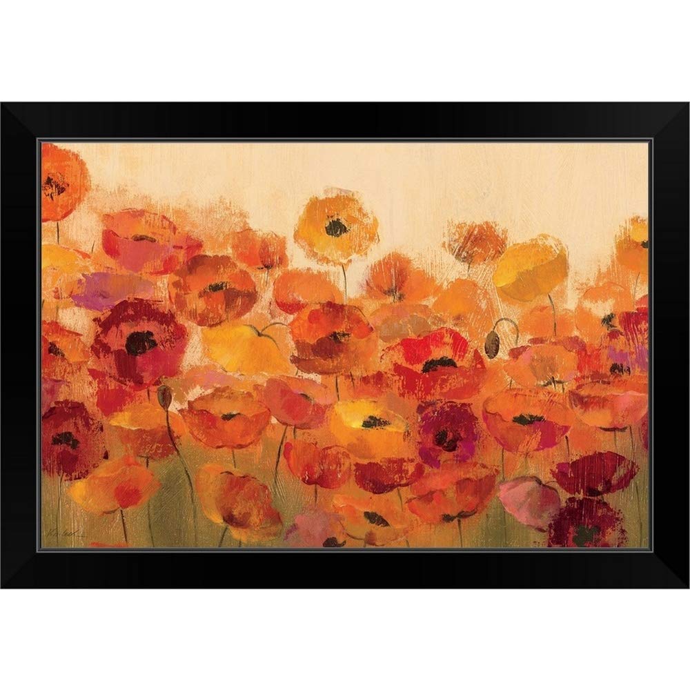 Summer Poppies Black Framed Wall Art Print - Vibrant Floral Poppy Painting for Home & Office Decor - Perfect for Living Room, Bedroom, or Gift