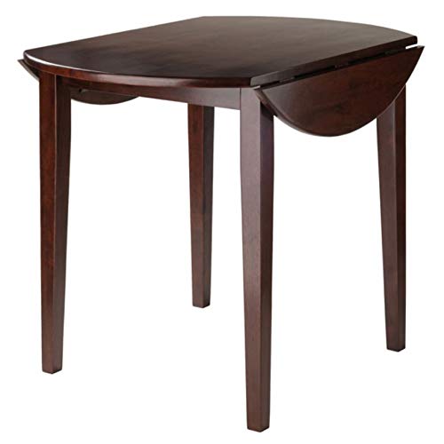 Ergode Clayton Round Drop Leaf Dining Table - 36 Inch Solid Walnut Wood Space Saving Table for Small Spaces - Easy Assembly (35.98