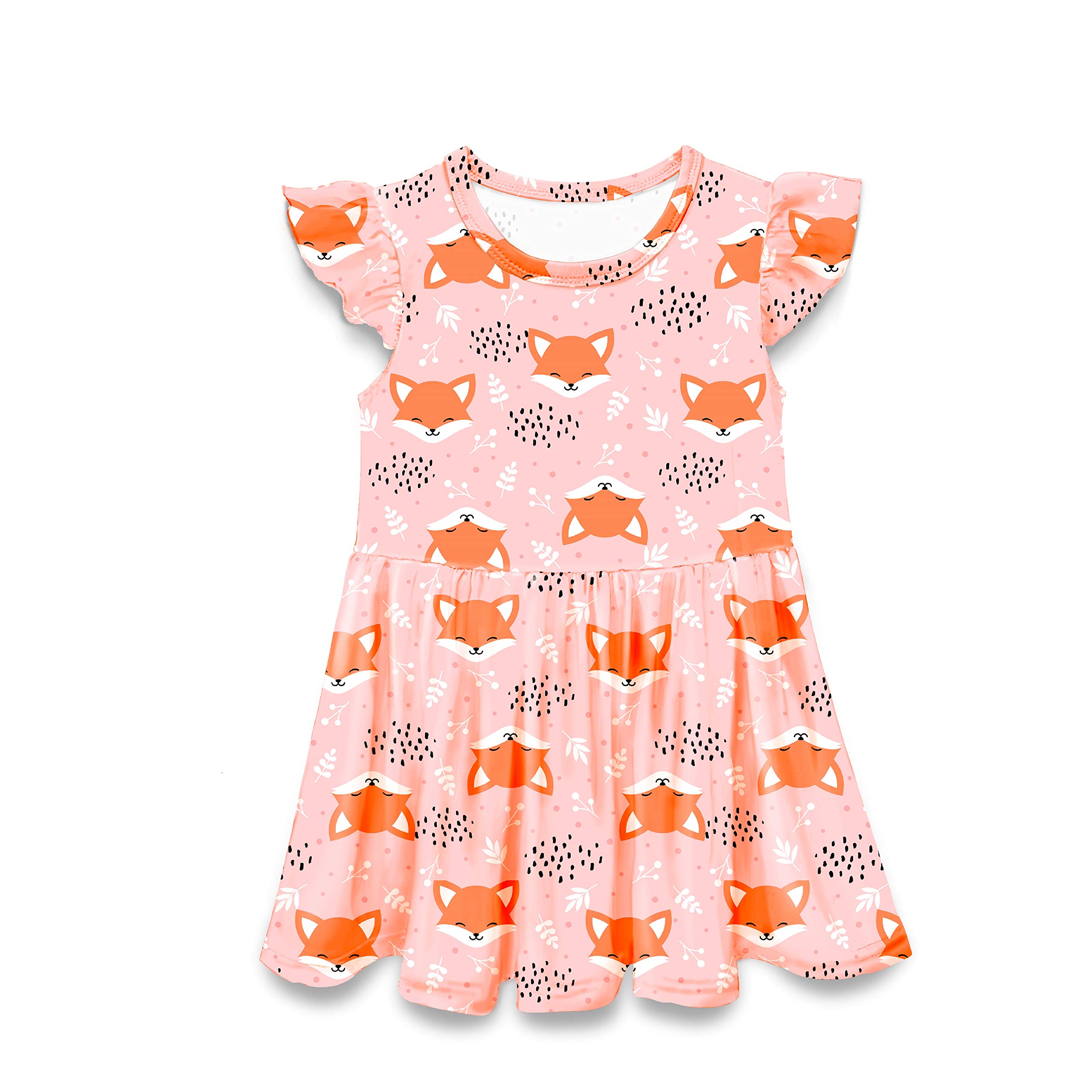 Yoriko Girls' Cotton Casual Rainbow Print Short Sleeve Skirt Dress - Perfect for Playdates, Birthday Parties & Summer Outfits