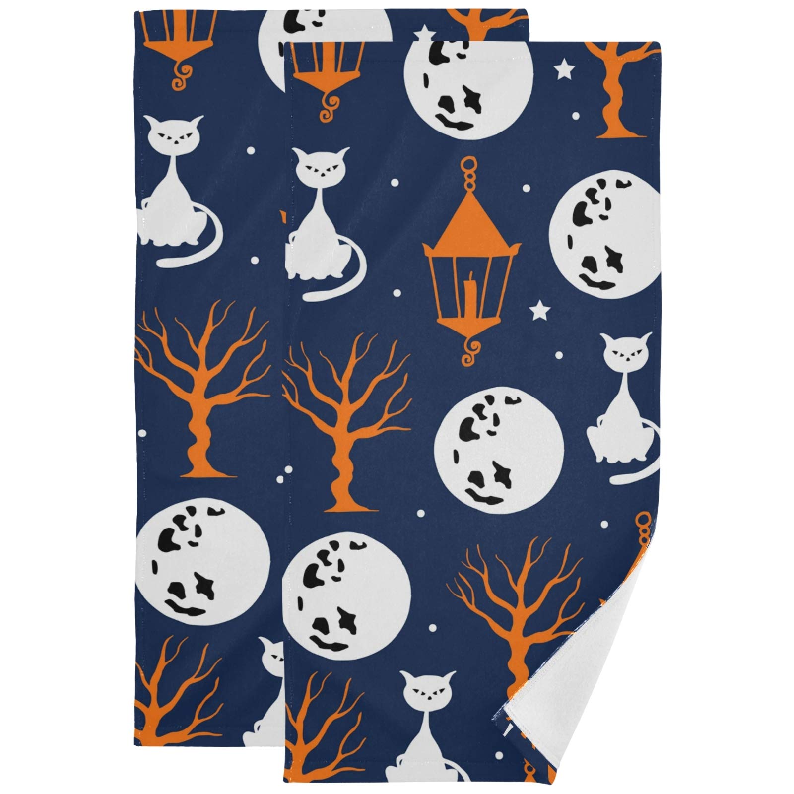 Sinestour Halloween Hand Towel Set of 2 - 28x14 Inch Zombie Ghost Cotton Towels for Hair Drying, Bath & Kitchen | Perfect for Spooky Decor, Guest Bathrooms & Halloween Party Supplies