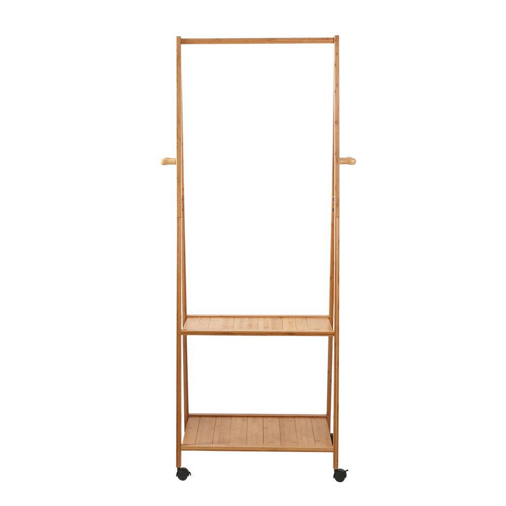 Artiss Bamboo Clothes Hanger Stand - Wooden Garment Rack with Display Shelf for Bedroom, Closet & Laundry Room Organization
