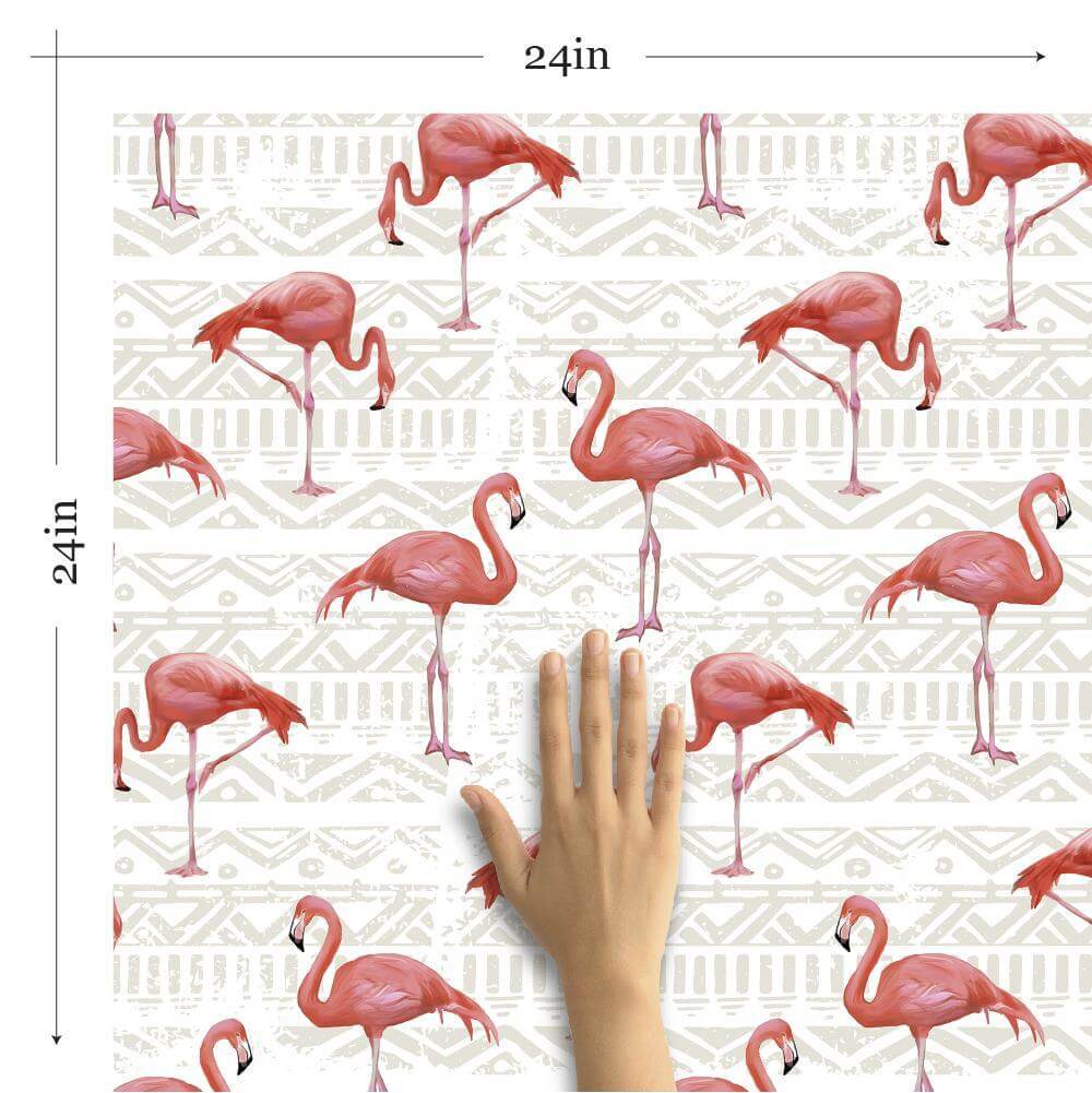 Fuchsia & Brown Bird Animal Peel and Stick Removable Wallpaper - Self-Adhesive Decorative Wall Covering for Nursery, Bedroom, or Living Room Decor
