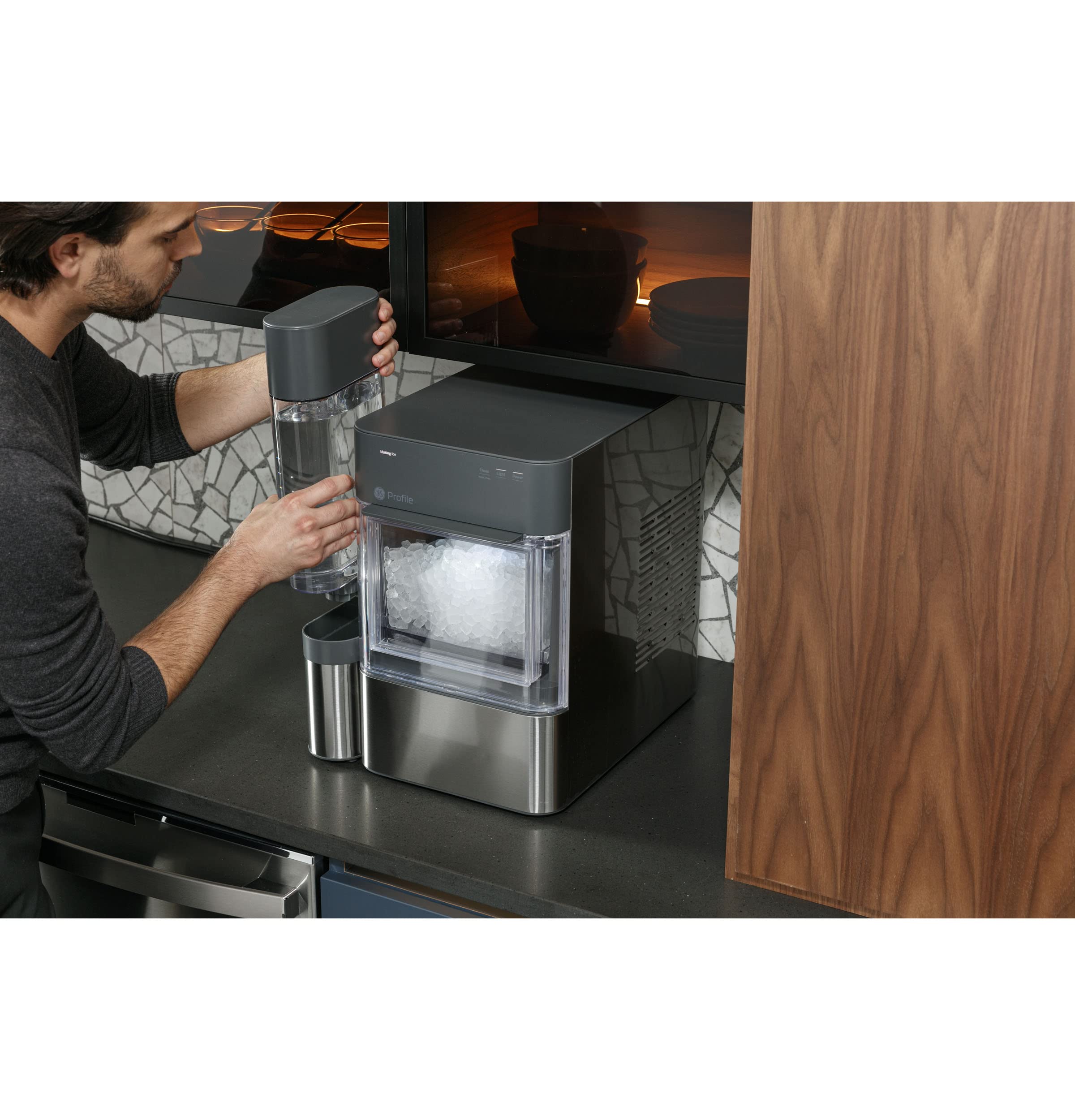 GE Profile Opal 2.0 Countertop Nugget Ice Maker with Side Tank & WiFi - Smart Home Kitchen Appliance - Stainless Steel (Renewed) - Perfect for Cocktails, Sodas & Home Entertaining