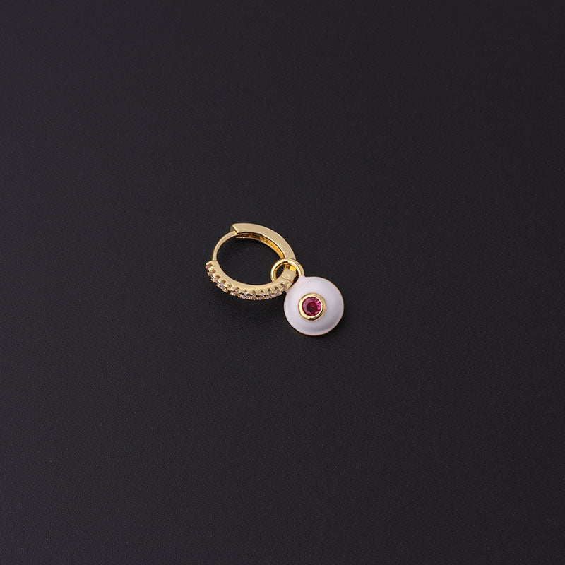 18K Gold Cartilage Hoop Earrings with Enamel Eye Design - Dainty Helix Earrings for Women | Perfect for Everyday Wear, Parties & Gifts (HSPJ379)