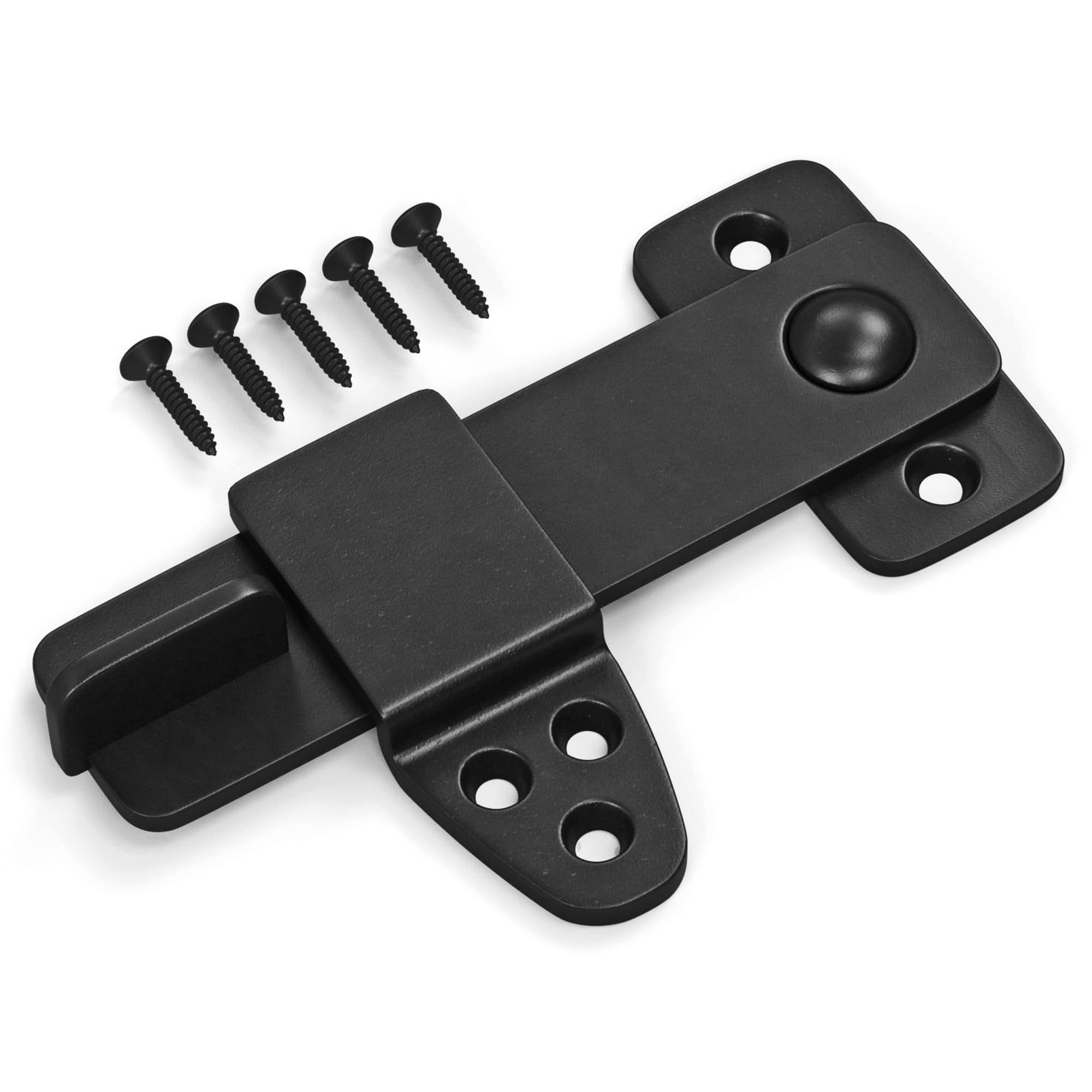 Black Wrought Iron Rustic Barn Door Latch Kit - Heavy Duty Sliding Door Lock & Catch for Double Doors, Shed, Garden Gate, Cabinet, Bar, Pantry - Perfect for Farmhouse, Rustic & Industrial Style Home Decor
