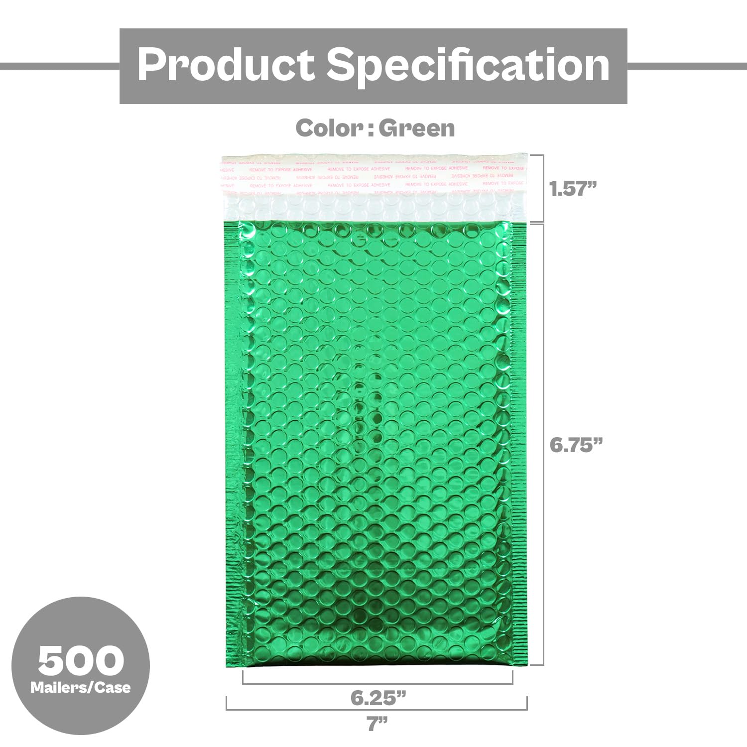 500 Pack Green Bubble Mailer Padded Envelopes 7x6.75 Inch with Self-Adhesive Sealing Strip | Waterproof & Tear-Resistant Shipping Bags for Ecommerce, Small Business, Amazon FBA & USPS Packages