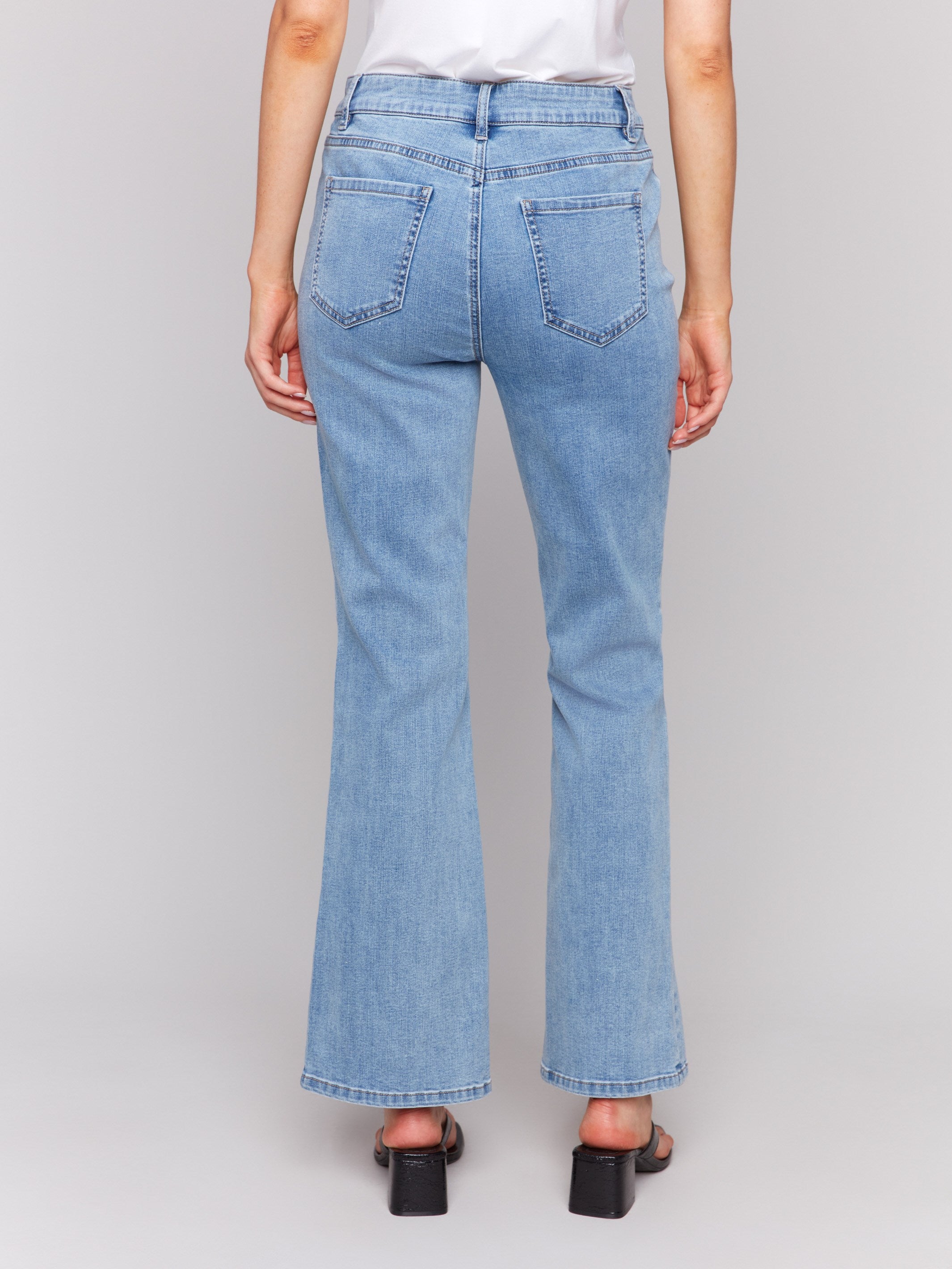 Floral Embroidered Bootcut Jeans for Women - Light Blue Denim Pants - Perfect for Casual Outings & Boho Style Fashion