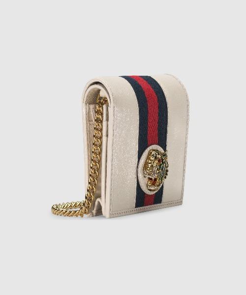 Gucci Rajah Chain Card Case Wallet in White - Stylish & Compact for Everyday Use, Parties, and Travel
