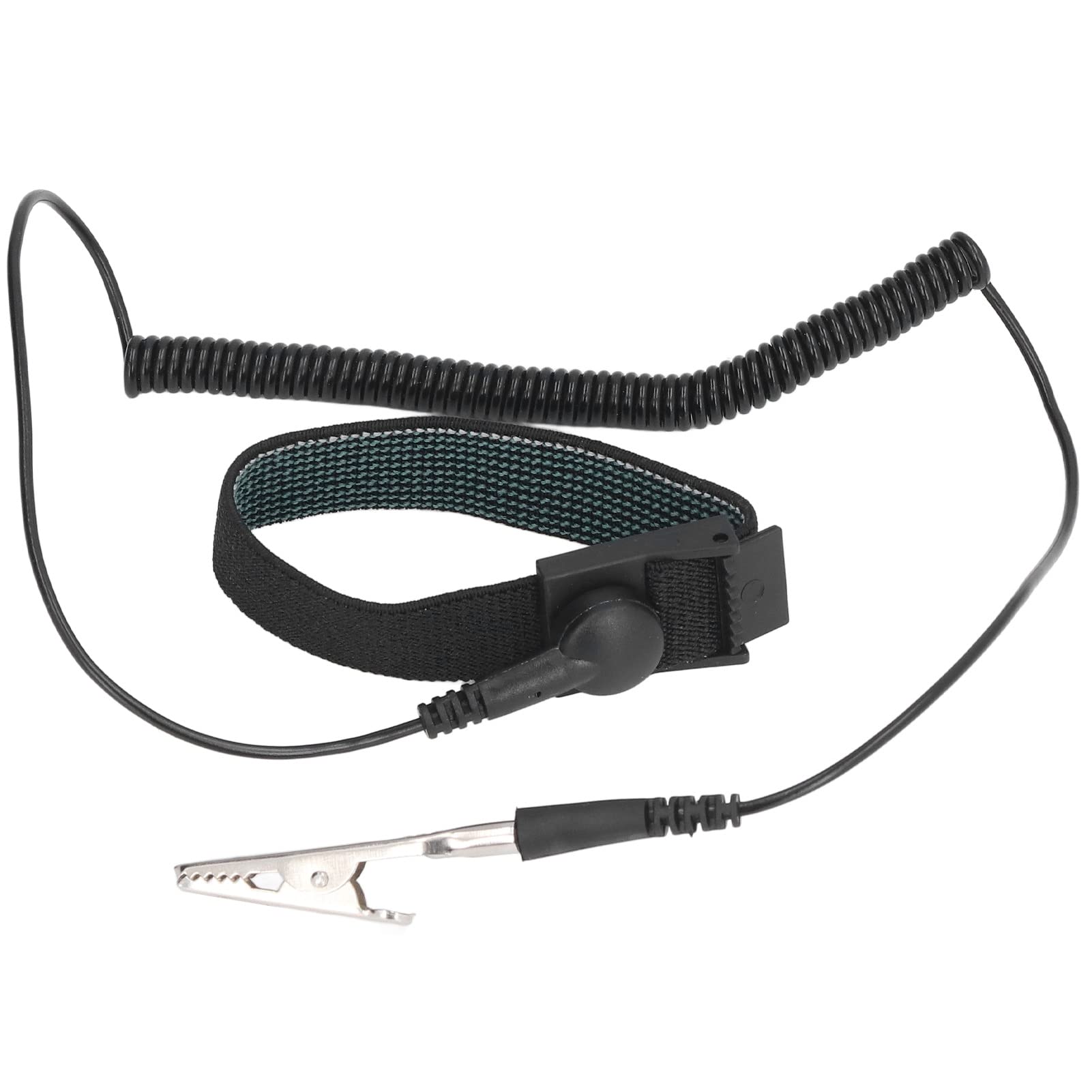 Anti Static Wristband ESD Bracelet with Long Spiral Wire - Durable PU & Stainless Steel Grounding Strap for Electronics Repair, PC Building, Circuit Work (Black) - Perfect for Home Workshops, Labs, and Industrial Use