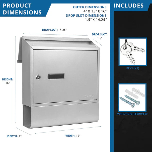 Barska CB13698 Contemporary Wall Mount Mailbox with Newspaper Holder - Durable Outdoor Mailbox for Home, Office & Apartment - Perfect for Mail and Newspaper Delivery